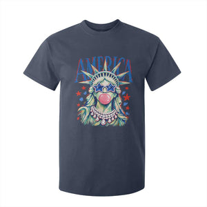America Statue of Liberty Blowing Bubblegum T Shirt For Kid Star and Glasses Patriotic Summer Vibes Graphic