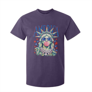 America Statue of Liberty Blowing Bubblegum T Shirt For Kid Star and Glasses Patriotic Summer Vibes Graphic