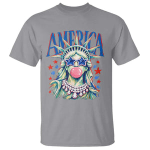 America Statue of Liberty Blowing Bubblegum T Shirt Star and Glasses Patriotic Summer Vibes Graphic
