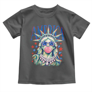 America Statue of Liberty Blowing Bubblegum Toddler T Shirt Star and Glasses Patriotic Summer Vibes Graphic