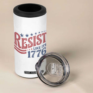 Resist Like Its 1776 4 in 1 Can Cooler Tumbler Vintage Distressed Patriotic Political Satire Graphic