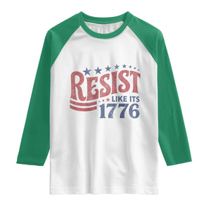 Resist Like Its 1776 Raglan Shirt Vintage Distressed Patriotic Political Satire Graphic