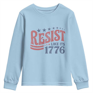 Resist Like Its 1776 Youth Sweatshirt Vintage Distressed Patriotic Political Satire Graphic