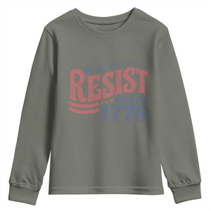 Resist Like Its 1776 Youth Sweatshirt Vintage Distressed Patriotic Political Satire Graphic