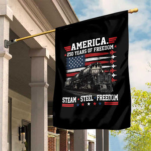 Steam Steel Freedom Stainless American Spirit Garden Flag 250 Years USA Railroad Legend Patriotic Military Jet Flyover Graphic TS02 Print Your Wear