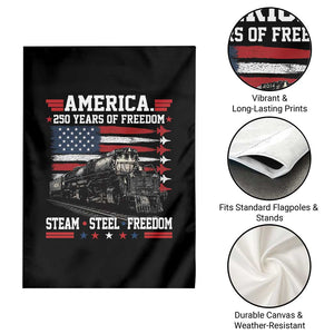 Steam Steel Freedom Stainless American Spirit Garden Flag 250 Years USA Railroad Legend Patriotic Military Jet Flyover Graphic TS02 Print Your Wear