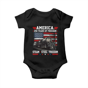 Steam Steel Freedom Stainless American Spirit Baby Onesie 250 Years USA Railroad Legend Patriotic Military Jet Flyover Graphic TS02 Black Print Your Wear