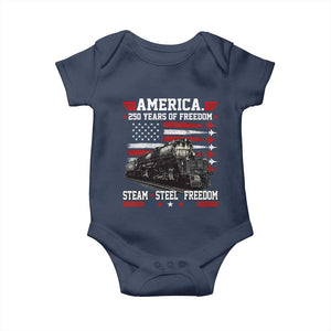 Steam Steel Freedom Stainless American Spirit Baby Onesie 250 Years USA Railroad Legend Patriotic Military Jet Flyover Graphic TS02 Navy Print Your Wear