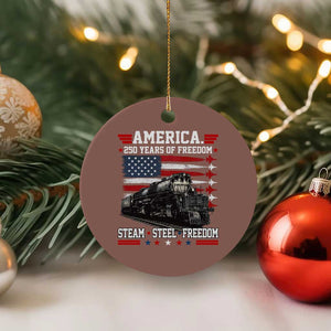 Steam Steel Freedom Stainless American Spirit Ceramic Ornament 250 Years USA Railroad Legend Patriotic Military Jet Flyover Graphic