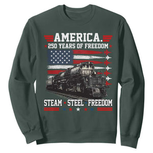 Steam Steel Freedom Stainless American Spirit Sweatshirt 250 Years USA Railroad Legend Patriotic Military Jet Flyover Graphic