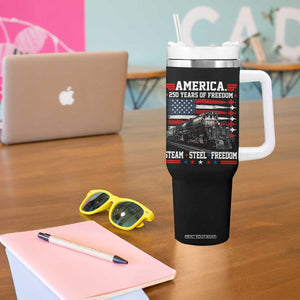 Steam Steel Freedom Stainless American Spirit Tumbler With Handle 250 Years USA Railroad Legend Patriotic Military Jet Flyover Graphic TS02 Print Your Wear