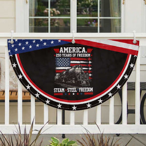 Steam Steel Freedom Stainless American Spirit Patriotic Fan Flag 250 Years USA Railroad Legend Military Jet Flyover Graphic