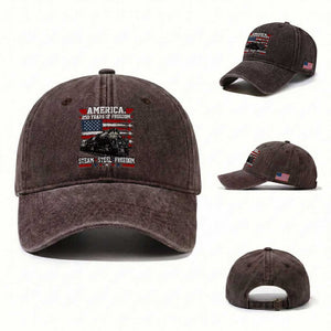 Steam Steel Freedom Stainless American Spirit Washed Cotton Baseball Cap 250 Years USA Railroad Legend Patriotic Military Jet Flyover Graphic