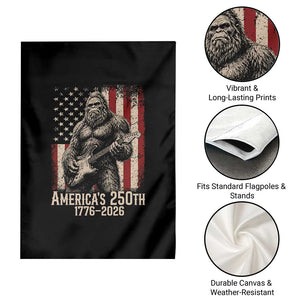 Americas 250th Anniversary 1776-2026 Bigfoot Rock Star Garden Flag Playing Electric Guitar Distressed American Flag Graphic