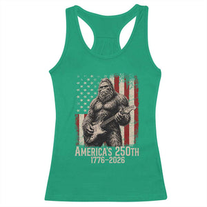Americas 250th Anniversary 1776-2026 Bigfoot Rock Star Racerback Tank Top Playing Electric Guitar Distressed American Flag Graphic