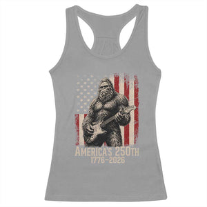 Americas 250th Anniversary 1776-2026 Bigfoot Rock Star Racerback Tank Top Playing Electric Guitar Distressed American Flag Graphic