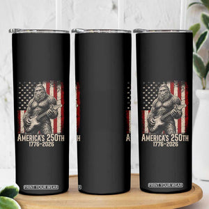 Americas 250th Anniversary 1776-2026 Bigfoot Rock Star Skinny Tumbler Playing Electric Guitar Distressed American Flag Graphic TS02 Print Your Wear
