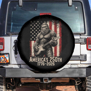 Americas 250th Anniversary 1776-2026 Bigfoot Rock Star Spare Tire Cover Playing Electric Guitar Distressed American Flag Graphic