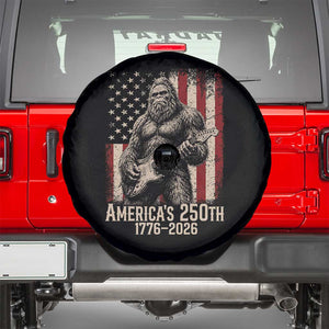 Americas 250th Anniversary 1776-2026 Bigfoot Rock Star Spare Tire Cover Playing Electric Guitar Distressed American Flag Graphic