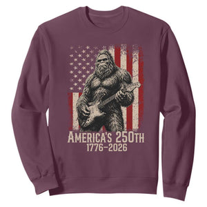 Americas 250th Anniversary 1776-2026 Bigfoot Rock Star Sweatshirt Playing Electric Guitar Distressed American Flag Graphic