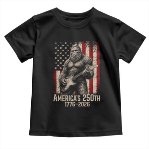 Americas 250th Anniversary 1776-2026 Bigfoot Rock Star Toddler T Shirt Playing Electric Guitar Distressed American Flag Graphic