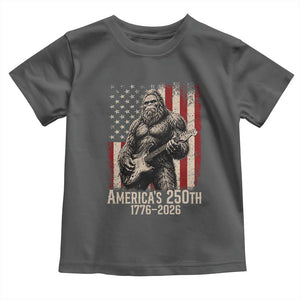 Americas 250th Anniversary 1776-2026 Bigfoot Rock Star Toddler T Shirt Playing Electric Guitar Distressed American Flag Graphic