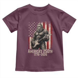 Americas 250th Anniversary 1776-2026 Bigfoot Rock Star Toddler T Shirt Playing Electric Guitar Distressed American Flag Graphic