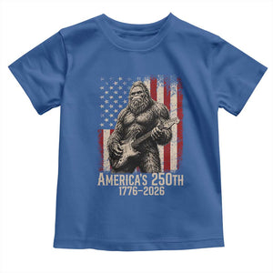 Americas 250th Anniversary 1776-2026 Bigfoot Rock Star Toddler T Shirt Playing Electric Guitar Distressed American Flag Graphic