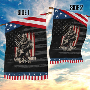 Americas 250th Anniversary 1776-2026 Bigfoot Rock Star Patriotic Garden Flag Playing Electric Guitar Distressed American Flag Graphic
