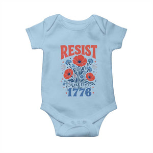 Resist Like Its 1776 Folk Art Floral Botanical Graphic Baby Onesie Patriotic Statement Political Satire