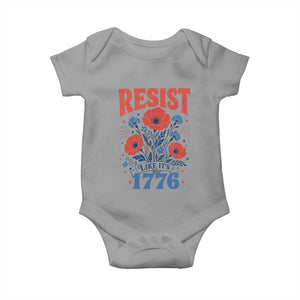 Resist Like Its 1776 Folk Art Floral Botanical Graphic Baby Onesie Patriotic Statement Political Satire
