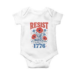 Resist Like Its 1776 Folk Art Floral Botanical Graphic Baby Onesie Patriotic Statement Political Satire
