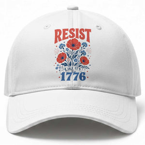 Resist Like Its 1776 Folk Art Floral Botanical Graphic Baseball Cap Patriotic Statement Political Satire