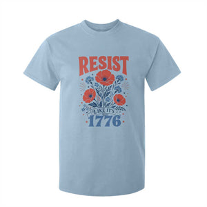 Resist Like Its 1776 Folk Art Floral Botanical Graphic T Shirt For Kid Patriotic Statement Political Satire