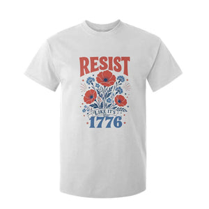 Resist Like Its 1776 Folk Art Floral Botanical Graphic T Shirt For Kid Patriotic Statement Political Satire