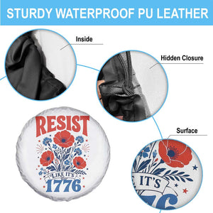 Resist Like Its 1776 Folk Art Floral Botanical Graphic Spare Tire Cover Patriotic Statement Political Satire