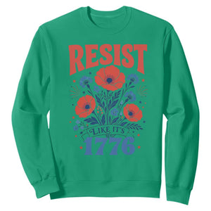 Resist Like Its 1776 Folk Art Floral Botanical Graphic Sweatshirt Patriotic Statement Political Satire