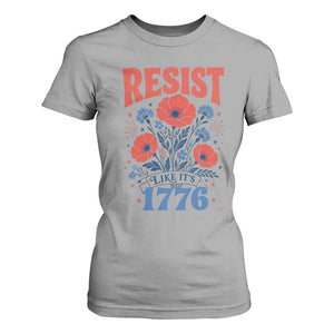 Resist Like Its 1776 Folk Art Floral Botanical Graphic T Shirt For Women Patriotic Statement Political Satire