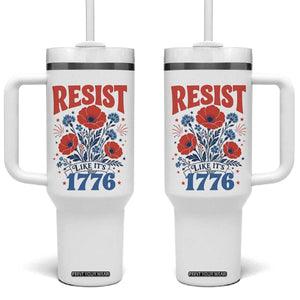 Resist Like Its 1776 Folk Art Floral Botanical Graphic Tumbler With Handle Patriotic Statement Political Satire