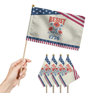 Resist Like Its 1776 Folk Art Floral Botanical Graphic Patriotic Handheld Flag Statement Political Satire