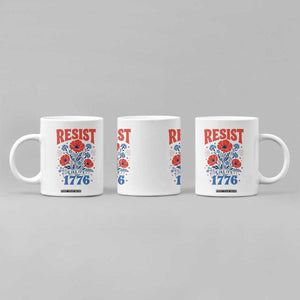 Resist Like Its 1776 Folk Art Floral Botanical Graphic Coffee Mug Patriotic Statement Political Satire