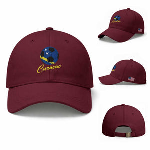 Curaçao Soccer Fans Distressed Flag Baseball Cap Football Heritage Pride Support