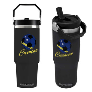 Curaçao Soccer Fans Distressed Flag Flip Straw Tumbler Football Heritage Pride Support