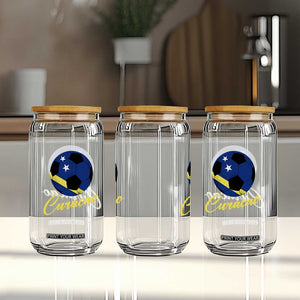 Curaçao Soccer Fans Distressed Flag Glass Can Football Heritage Pride Support