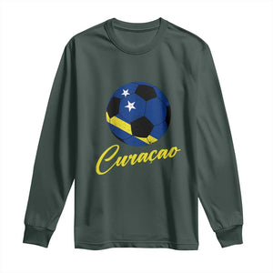 Curaçao Soccer Fans Distressed Flag Long Sleeve Shirt Football Heritage Pride Support