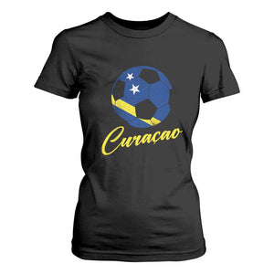 Curaçao Soccer Fans Distressed Flag T Shirt For Women Football Heritage Pride Support