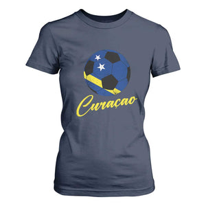 Curaçao Soccer Fans Distressed Flag T Shirt For Women Football Heritage Pride Support