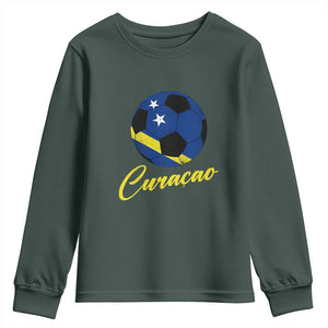 Curaçao Soccer Fans Distressed Flag Youth Sweatshirt Football Heritage Pride Support