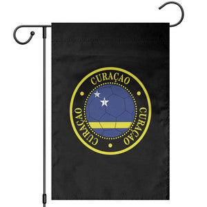 Curaçao Football Pride Circular Crest Vintage Garden Flag Curacao Flag Soccer Fans Graphic