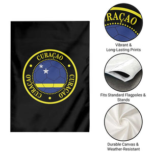 Curaçao Football Pride Circular Crest Vintage Garden Flag Curacao Flag Soccer Fans Graphic